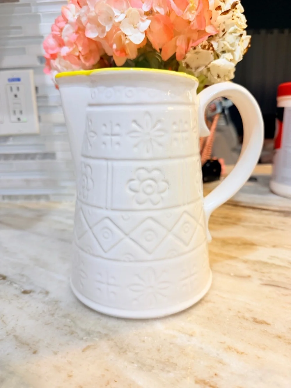 Crate and Barrel Pitcher white vase jar